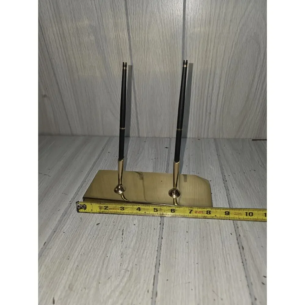 Vtg Baldwin Brass Double Pen Desk Office Set Holder Decor USA Made MCM